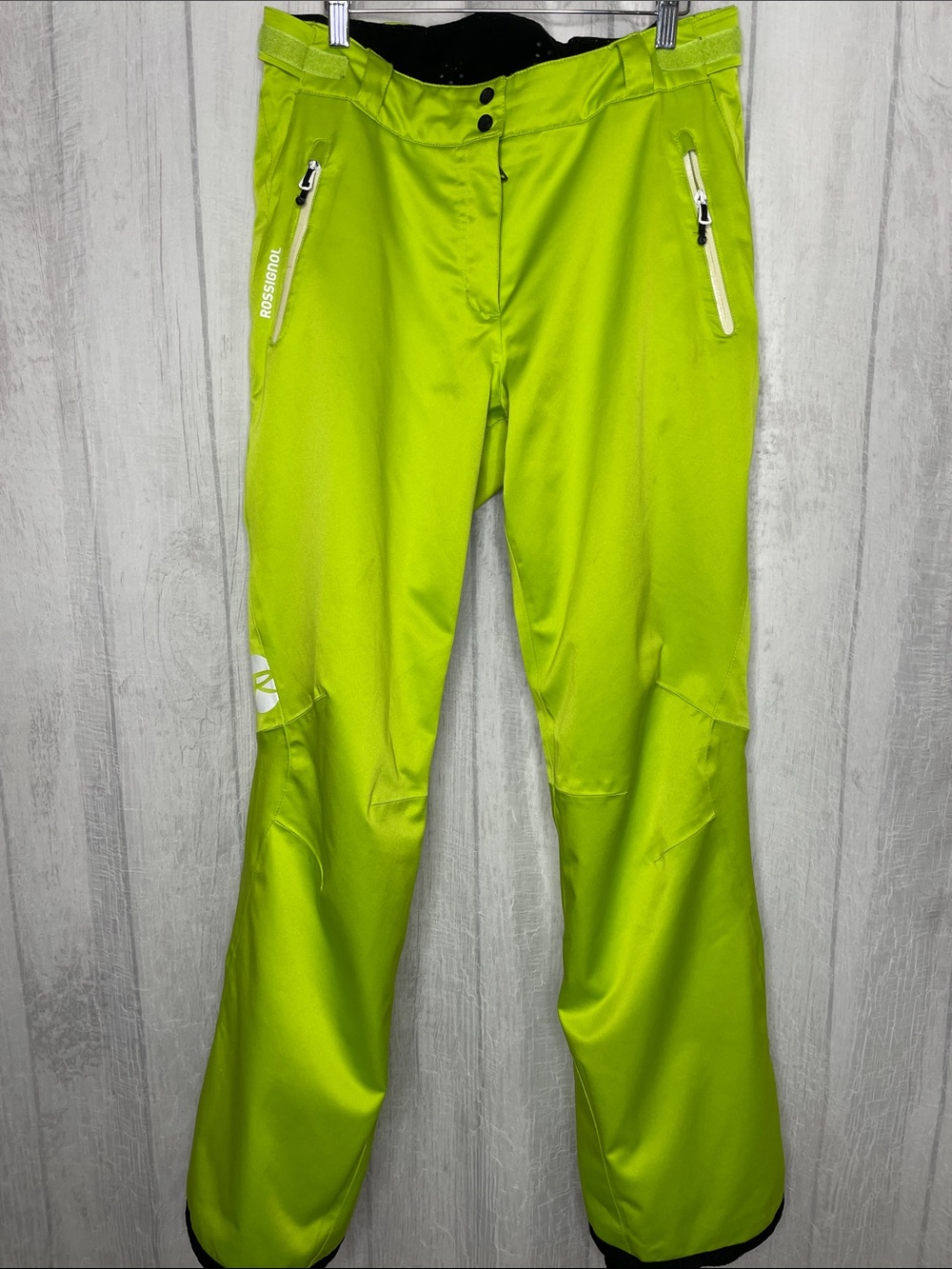 Rossignol Bright Lime Green Ski Pants with Zip Pockets.